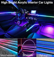 Load image into Gallery viewer, Acrylic Interior Car LED Lights with Remote and Wireless APP 6 in 1,Ambient Lighting Kits Fiber Optic Strip LEDs 16 Million Colors Music
