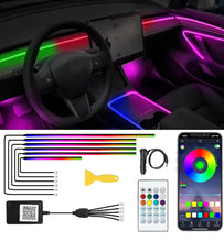 Load image into Gallery viewer, Acrylic Interior Car LED Lights with Remote and Wireless APP 6 in 1,Ambient Lighting Kits Fiber Optic Strip LEDs 16 Million Colors Music
